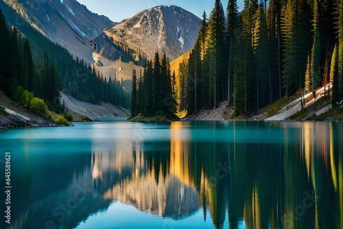 reflection of the mountain in lake