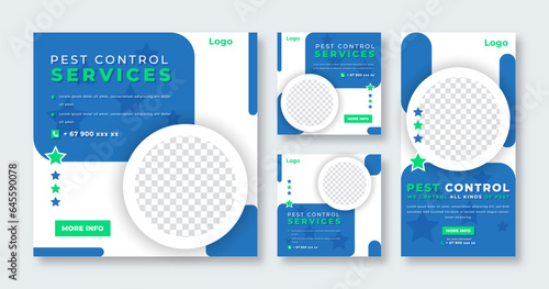 Pest Control Services Social Media Post for Online Marketing Promotion Banner, Story and Web Internet Ads Flyer