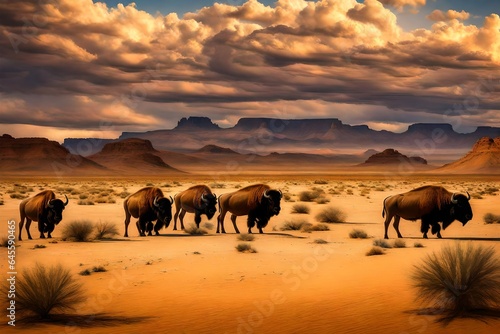 bulls in the desert