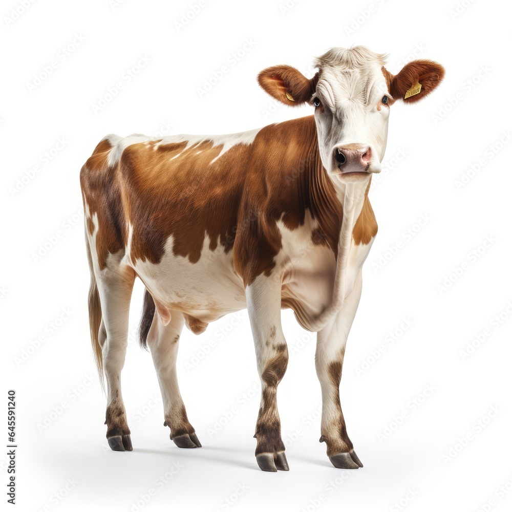 Cow on white background, AI generated Image