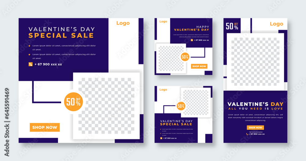 Valentine's Sale Social Media Post for Online Marketing Promotion Banner, Story and Web Internet Ads Flyer Valentine's Sale Social Media Post for Online Marketing Promotion Banner, Story and Web Internet Ads Flyer