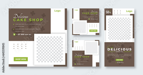 Sweet Cake and Dessert Social Media Post for Online Marketing Promotion Banner, Story and Web Internet Ads Flyer