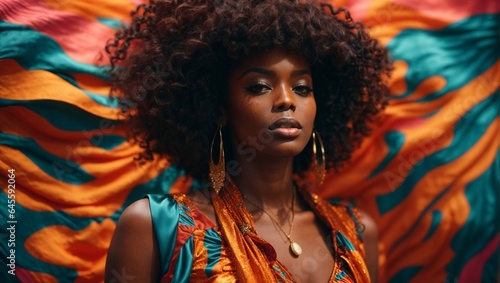 Stylish  portrait  of a  black  africa  american woman photo