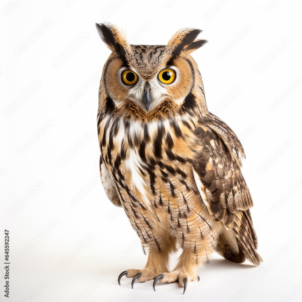 Fototapeta premium Owl on white background, AI generated Image