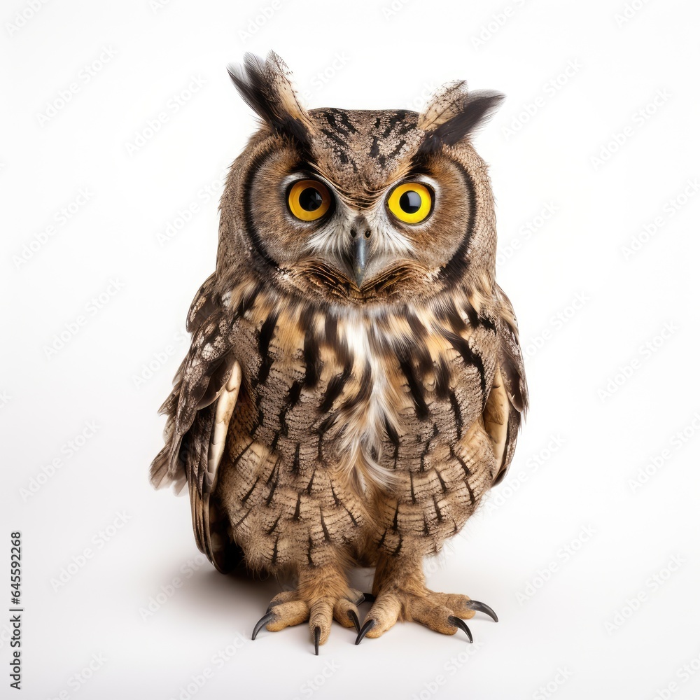 Owl on white background, AI generated Image Owl on white background, AI generated Image