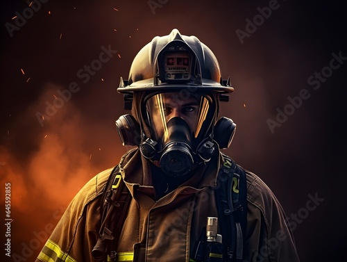 Fotobehang Mut und Entschlossenheit: Das Gesicht der Feuerwehr