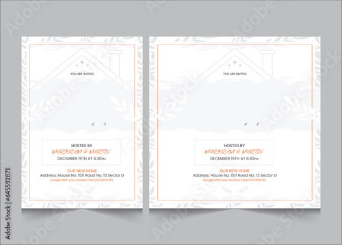 Set of house warming party invitation poster, flyer and square size banner, vector illustration eps 10