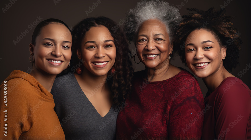 Fototapeta premium African american family, young daughter, mom, grandmother and great grandmother.