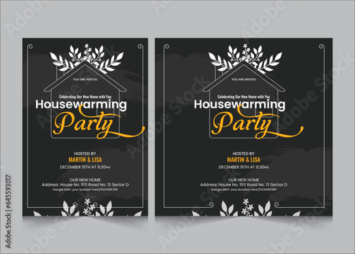 Set of house warming party invitation poster, flyer and square size banner, vector illustration eps 10