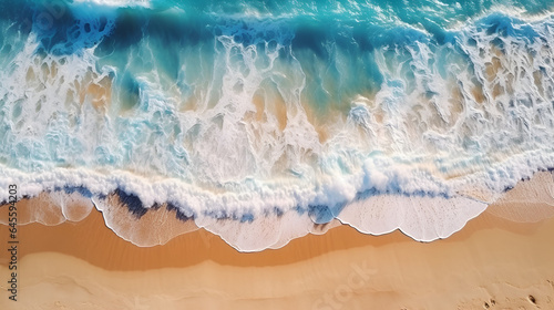 Ocean waves on the beach as a background Beautiful Generative Ai