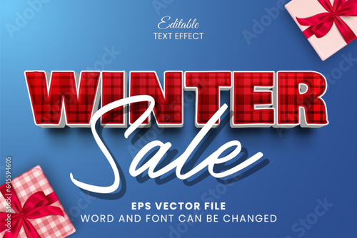 Winter sale 3d editable vector text effect
