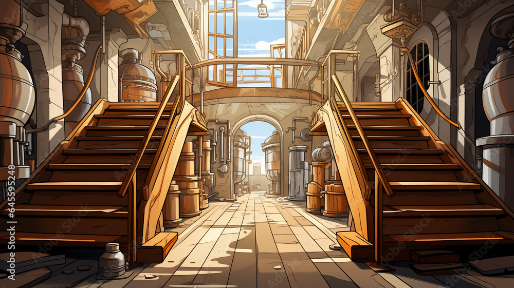 Obraz premium vector art of Draw lines for the steps in making beer. wide angle lens daylight white generative ai