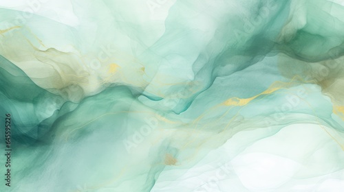 Abstract marble pastel mint blue white gold color paint background. Acrylic texture with marble pattern
