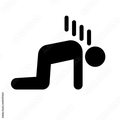 Depressed person kneeling silhouette icon. Vector.