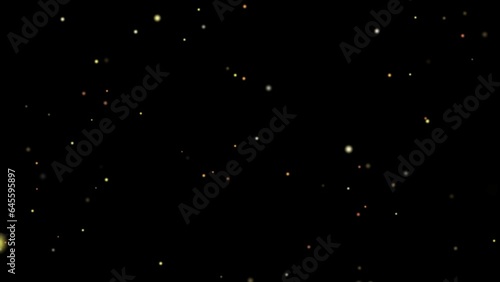 Fireflies hundred particle deep flying abstract element on the air on the black screen