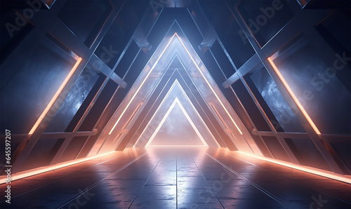 abstract triangle-shaped spaceship corridor
