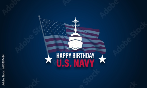 Happy  Birthday US Navy October 13 background Vector Illustration 
