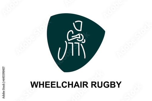 wheelchair rugby sport vector line icon. an athlete playing wheelchair rugby. vector illustration