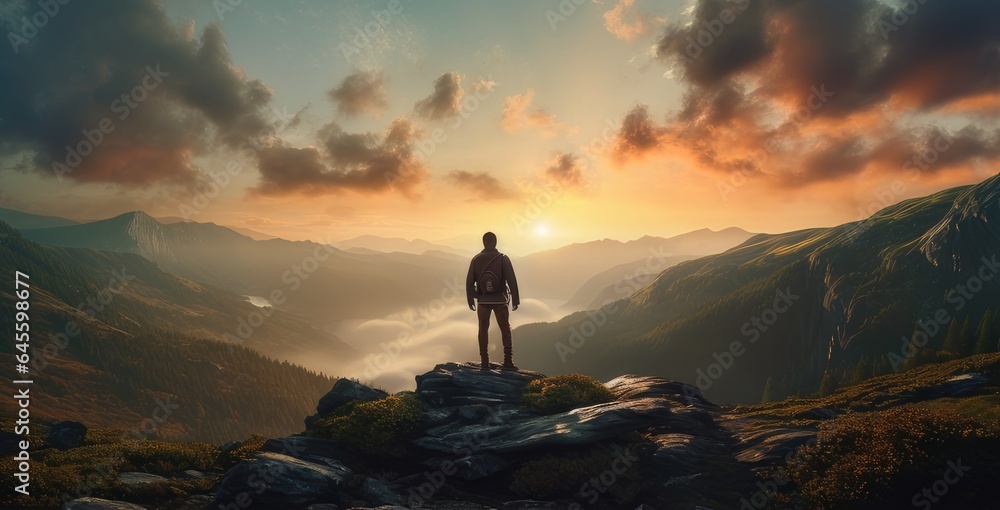 Fototapeta premium sunset in the mountains