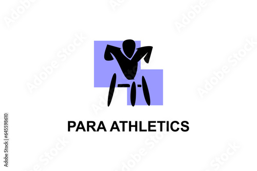 Para athletics sport vector line icon. Sprinter running in athletic track. sport pictogram, vector illustration.
