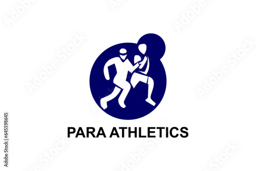 Para athletics sport vector line icon. Sprinter running in athletic track. sport pictogram, vector illustration.