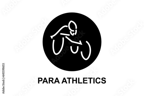 Para athletics sport vector line icon. Sprinter running in athletic track. sport pictogram, vector illustration.