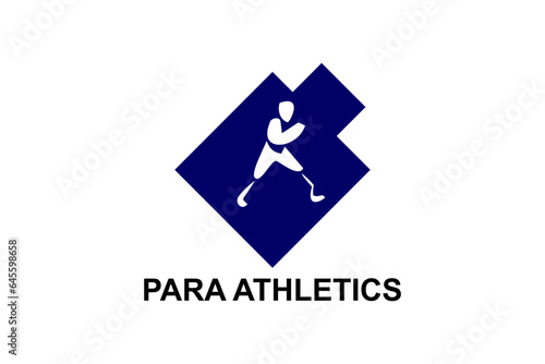 Para athletics sport vector line icon. Sprinter running in athletic track. sport pictogram, vector illustration.