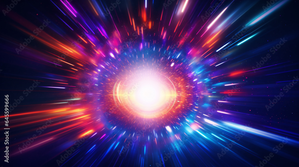 disco light explosion spiral light beam spotlight center vibrant color