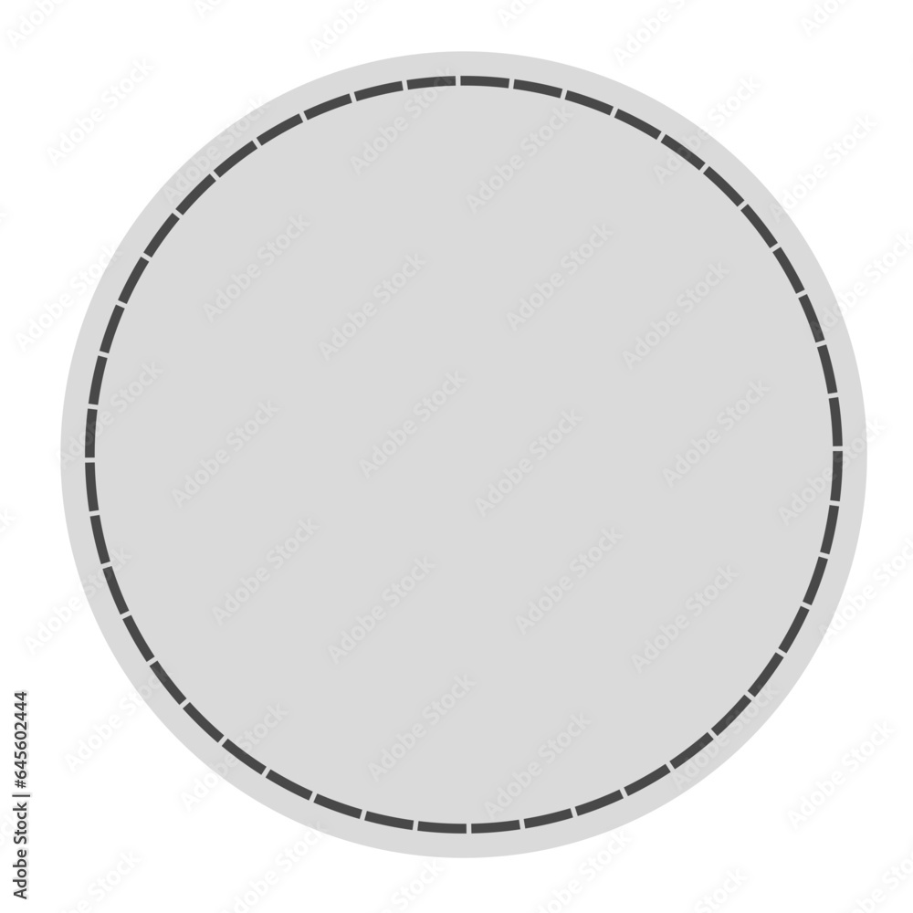  grey blank icon background with dash frame inside, blank circle label element design 