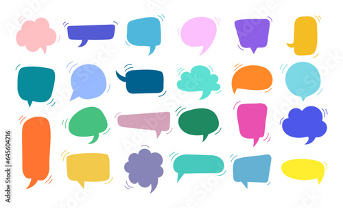 Cartoon colored bubble talk set. Flat speech communication collection