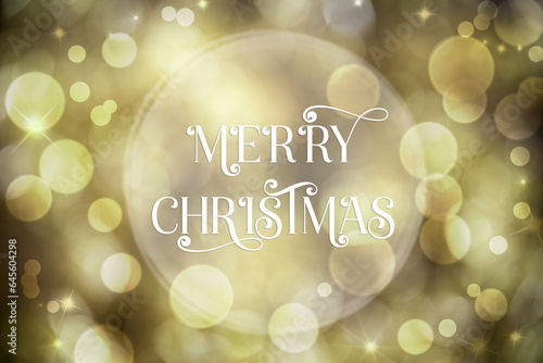 Golden Christmas Background With Text Merry Christmas