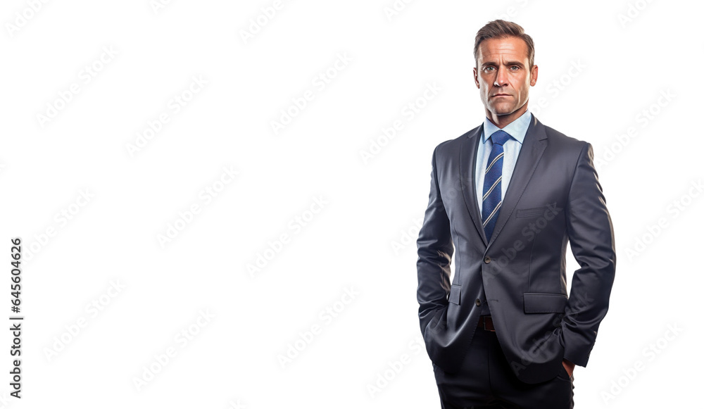 Portrait of a businessman in a suit on a white neutral background with copy space Portrait of a businessman in a suit on a white neutral background with copy space