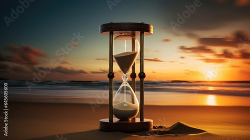 Hourglass on the desert background