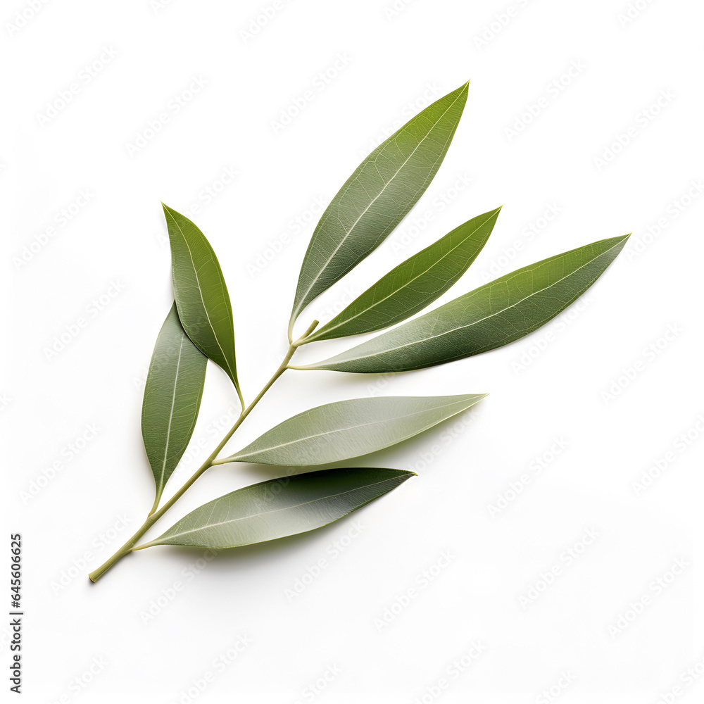 Obraz premium olive leaf on white background