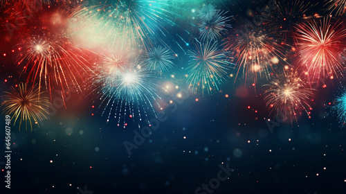 bright background with fireworks and free space for text