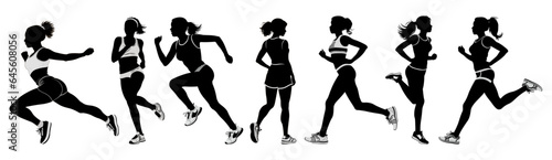 Woman Running Silhouette Sportswear Isolated White Background