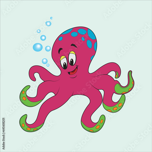 Cute Octopus Vector Illustration