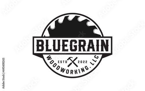 Vintage Carpentry Vector Logo, Design Illustration Carpenter badge, Hammer Steel Saws Concept