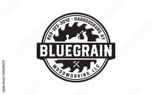 Vintage Carpentry Vector Logo, Design Illustration Carpenter badge, Hammer Steel Saws Concept