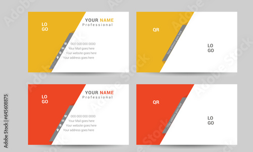 Professional modern double sided business card design template. Flat range business card animation, vector file layout template