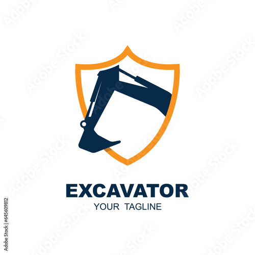 excavator logo vector icon illustration design