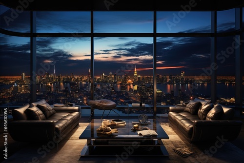 Distinct living room dark interior with luxury gray sofa., indoor design © Azar