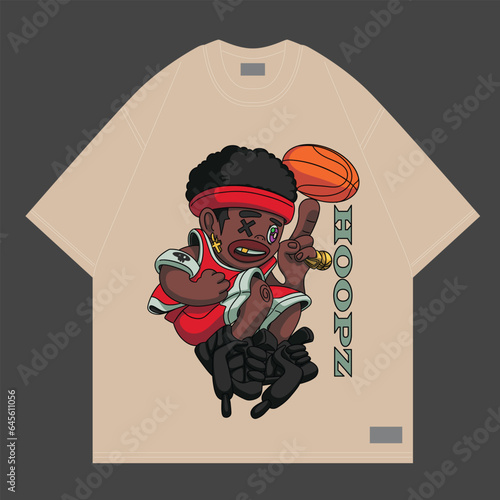 basketball red them cartoon character for streetwear or merch