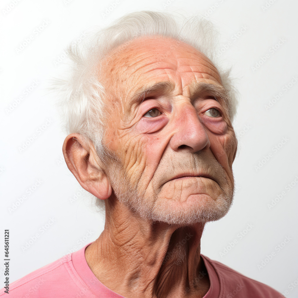 A refined studio headshot of an 85-year-old Caucasian man lost in thought. A refined studio headshot of an 85-year-old Caucasian man lost in thought.