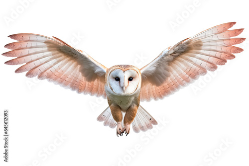Barn Owl( Tyto alba) bird cut out transparent isolated on white background ,PNG file ,artwork graphic design ,Generative AI