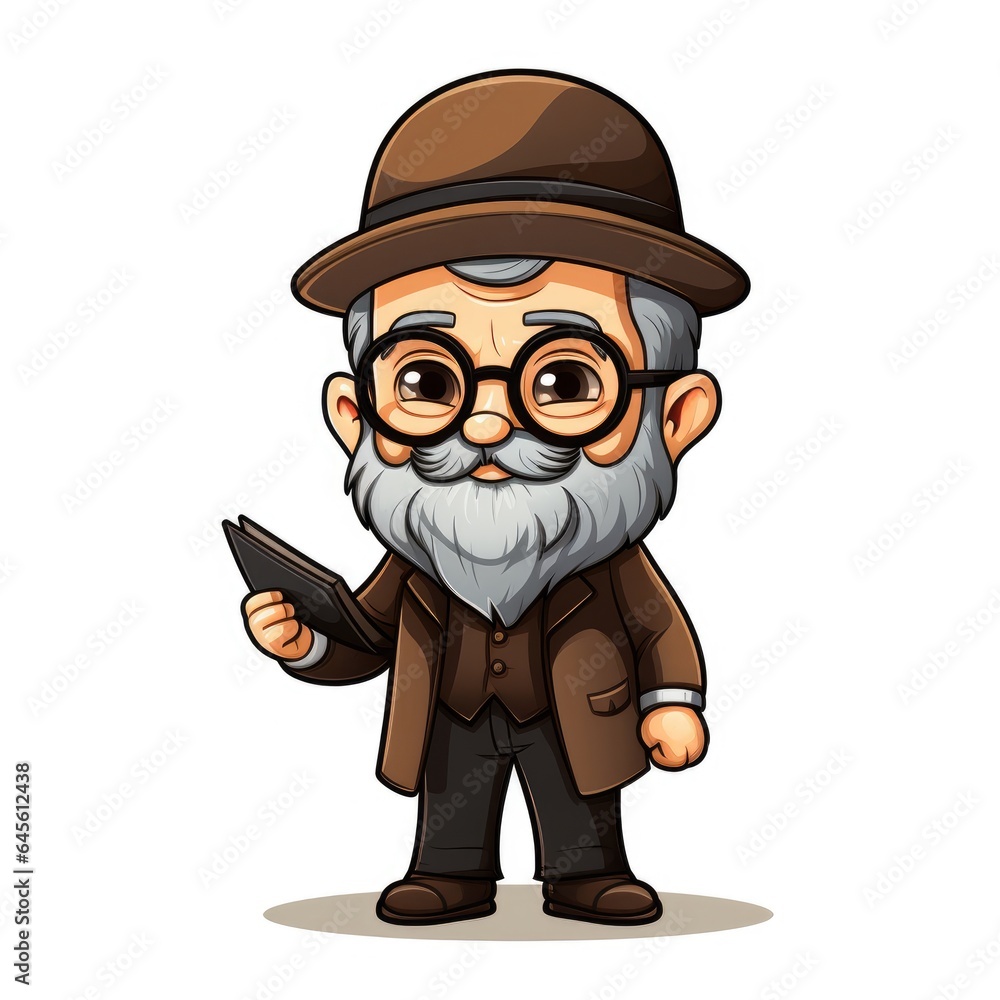 Cute Cartoon Historian isolated on a white background