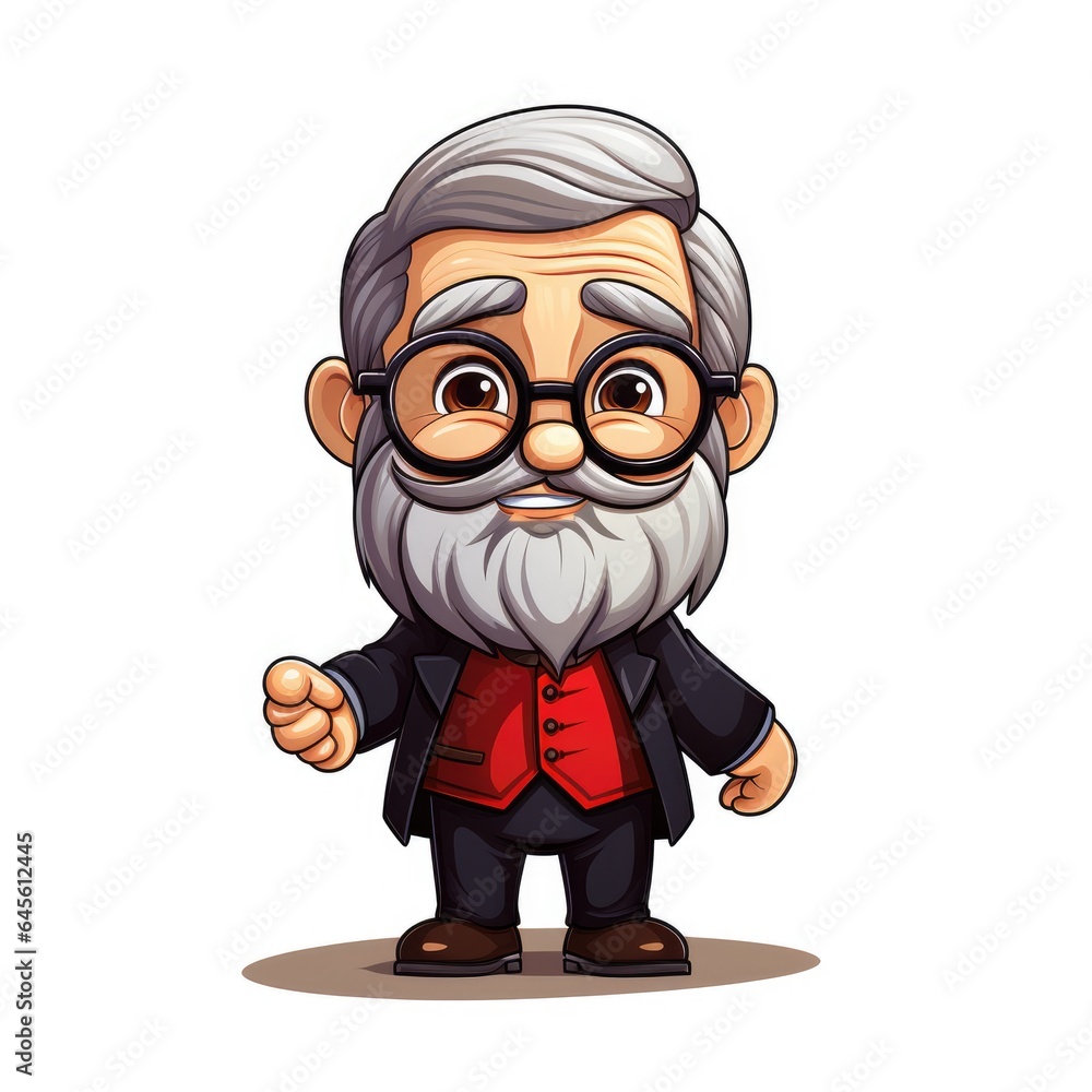 Cute Cartoon Historian isolated on a white background