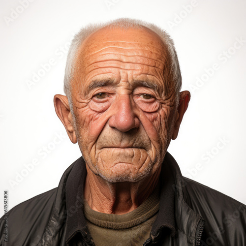 A high-quality studio headshot capturing the longing expression of an 81-year-old Latino man.
