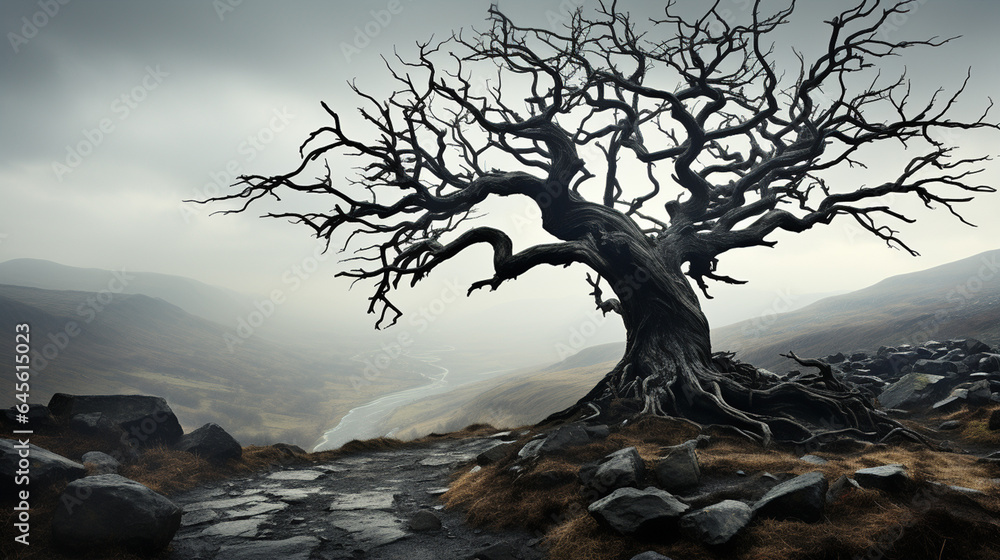 The dead trees had a long lifespan, and the atmosphere seemed desolate and eerie. The dead trees had a long lifespan, and the atmosphere seemed desolate and eerie.