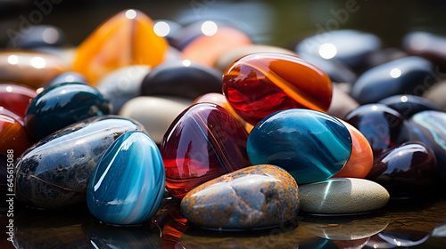 Beautiful colorful colored stones, colorful stones for decoration.